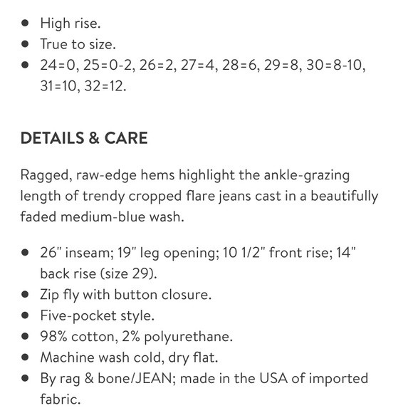 Rag & Bone High Rise Raw Edge Crop Flare Jeans - Picture 6 of 7